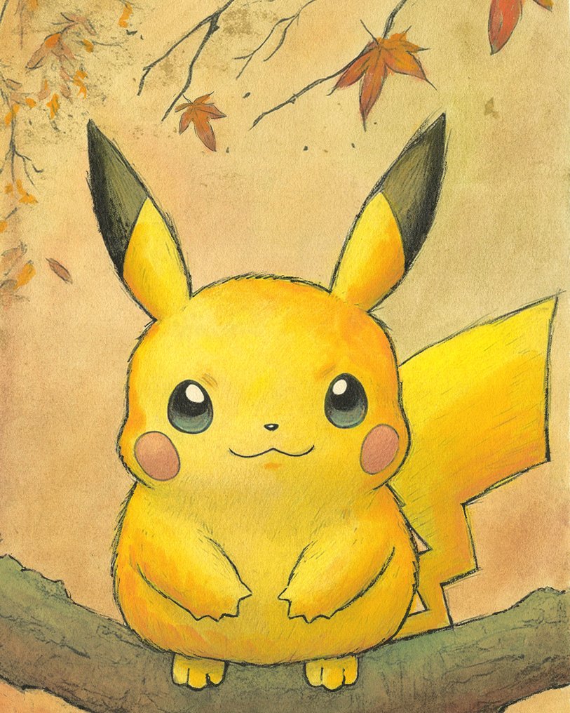 Kodo88 Original Mixed Media Artwork - Pikachu in the Wild: A Vintage Poem ヴィンテージ・ポケモンの詩 - Hand Signed #4.3