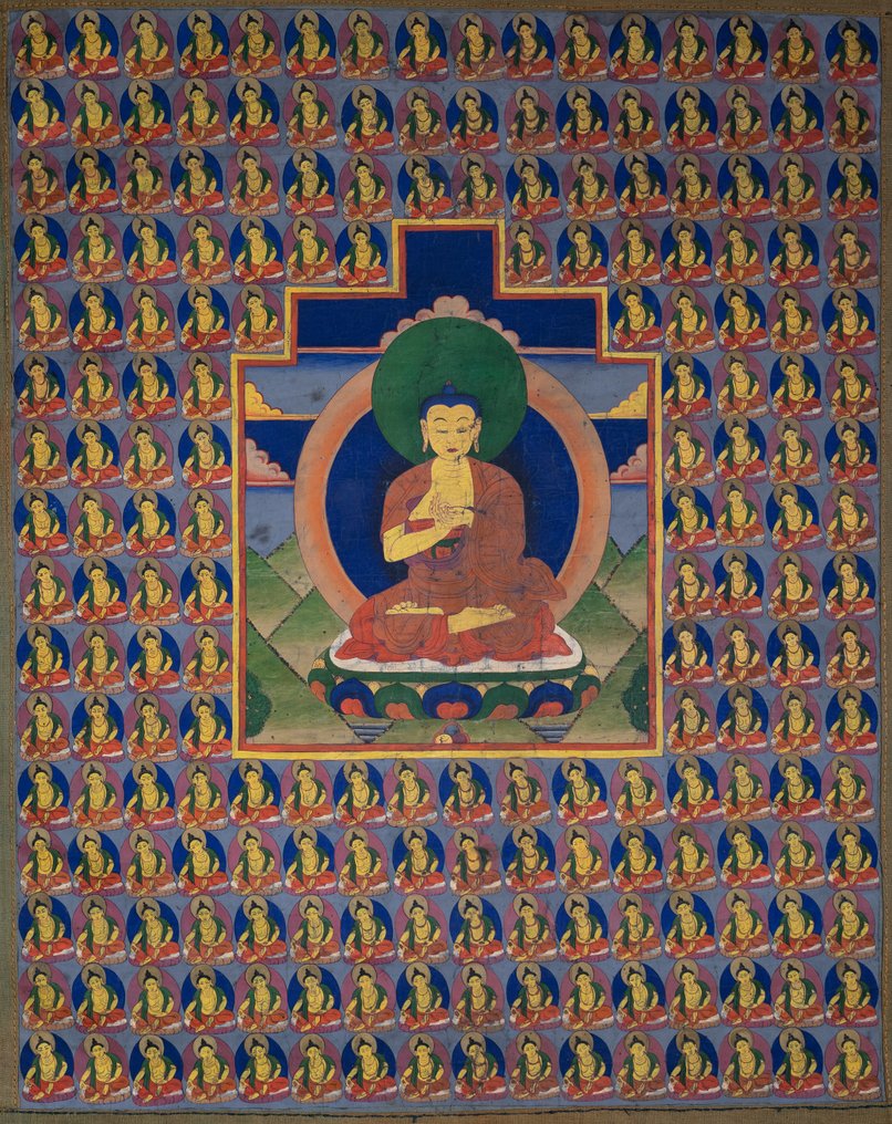 Θάγκα που απεικονίζει τον Σακιαμούνι Βούδα. - Θιβέτ - 19ος Αιώνας #1.0