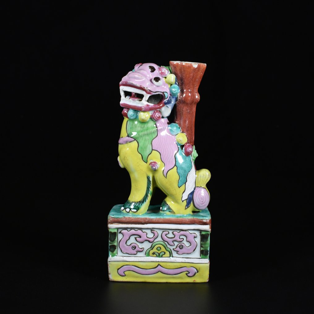 Statuetta - Ensemble de deux portes-encens figurant des Lions Bouddhiques - Porcellana - Cina - Jiaqing (1796-1820) #2.1