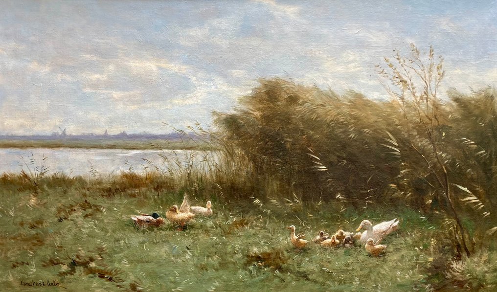 Constant David Ludovic Artz (1870-1951) - Eendenfamilie aan de waterkant #1.0