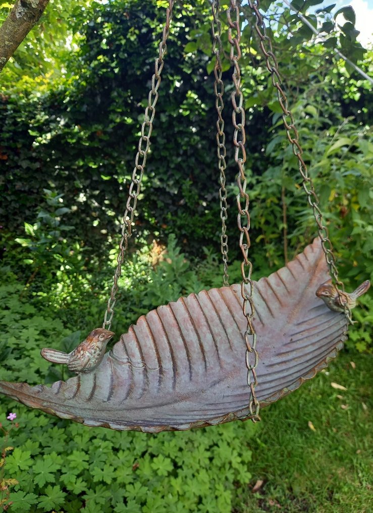  鸟浴盆 - 喂食地点 - 58 厘米 - 金属 - 叶子形状的鸟浴盆 #1.0