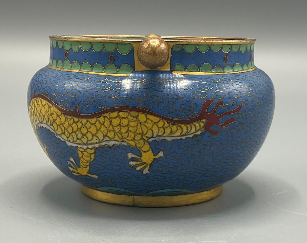 Ashtray  (3) - Brass - Cloisonné small vases + ashtray #4.3