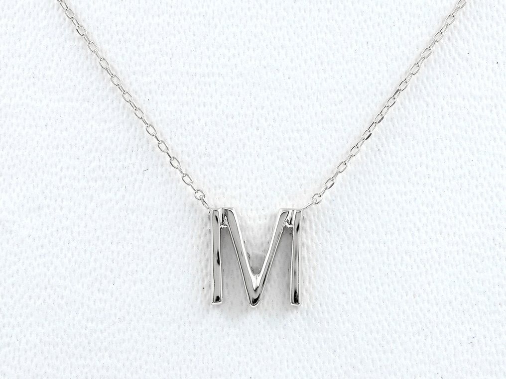 没有保留价 - 吊坠项链 - 14K包金 白金 -  0.11ct. tw. 钻石 (天然)  #1.0