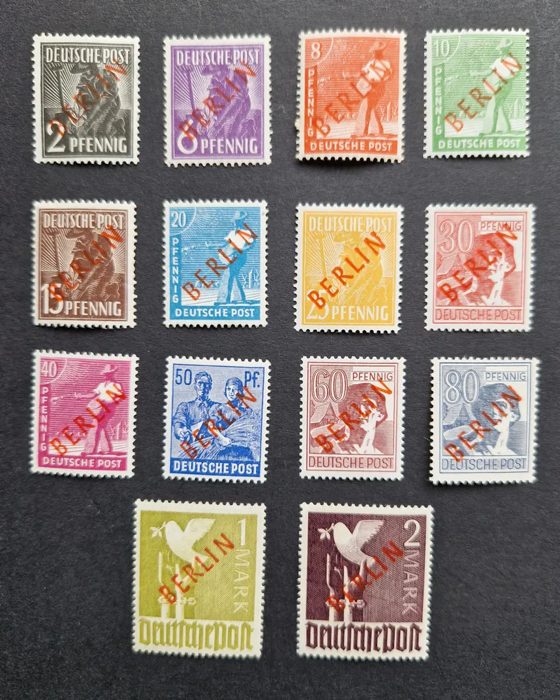 Berlin 1949 - Complete series with red print BERLIN + quality mark #1.2