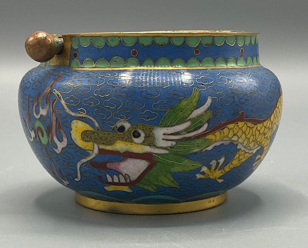 Ashtray  (3) - Brass - Cloisonné small vases + ashtray #2.1