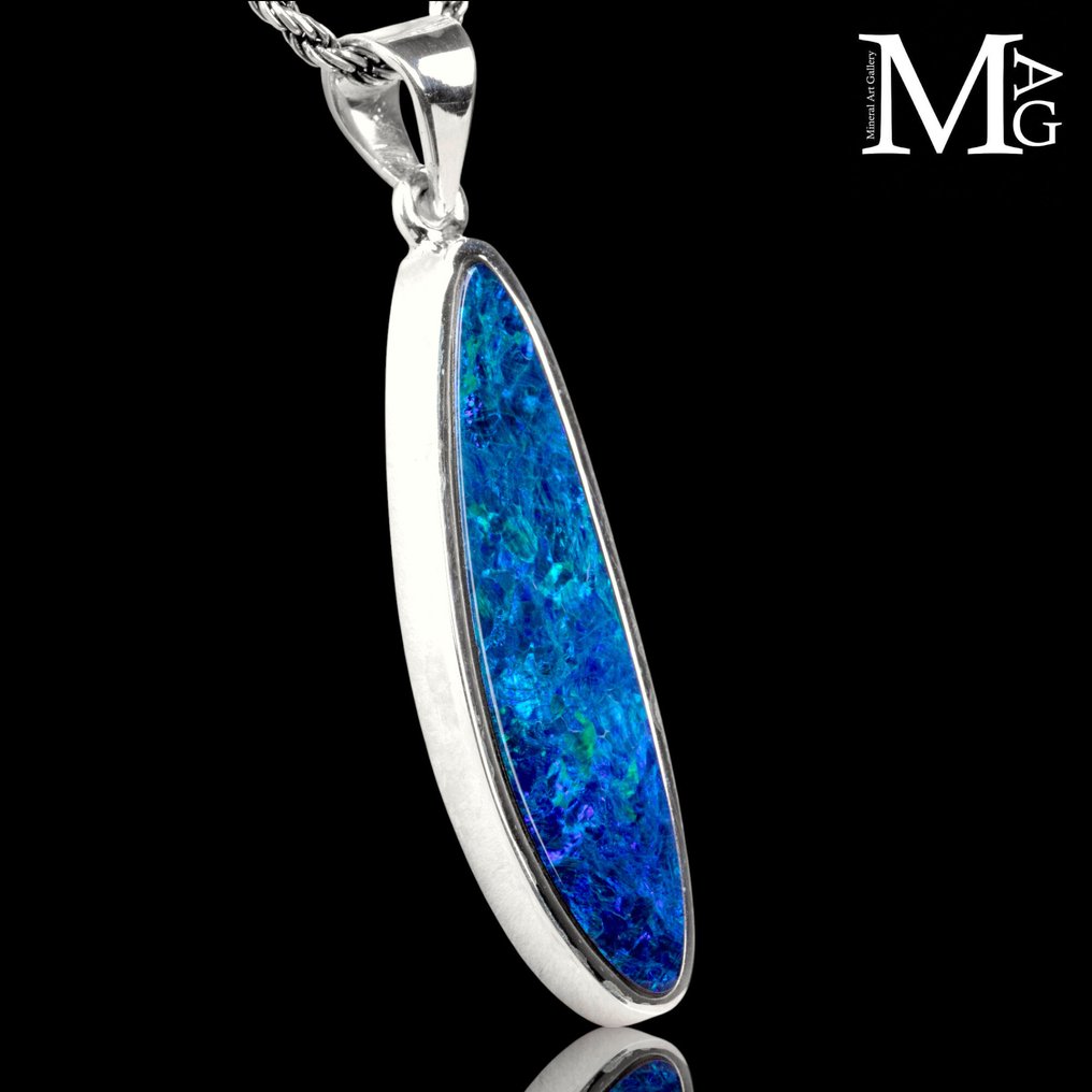 First Selection Opal Australian - Minele Lightning Ridge - Bijuterie de Argint Italiană Exclusivă - Înălțime: 49 mm - Lățime: 11.5 mm- 7 g #4.3