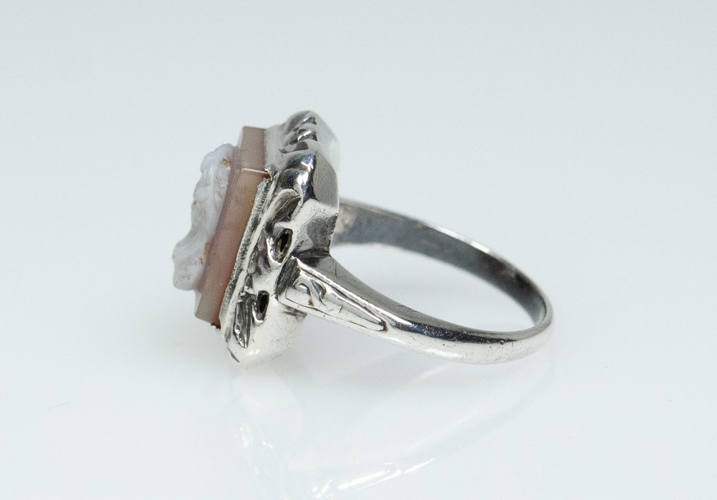 Art Nouveau - 835 silver - agate cameo - Ring #1.0