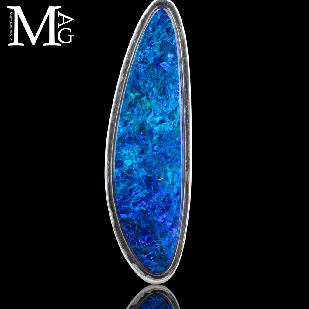 First Selection Opal Australian - Minele Lightning Ridge - Bijuterie de Argint Italiană Exclusivă - Înălțime: 49 mm - Lățime: 11.5 mm- 7 g #3.2