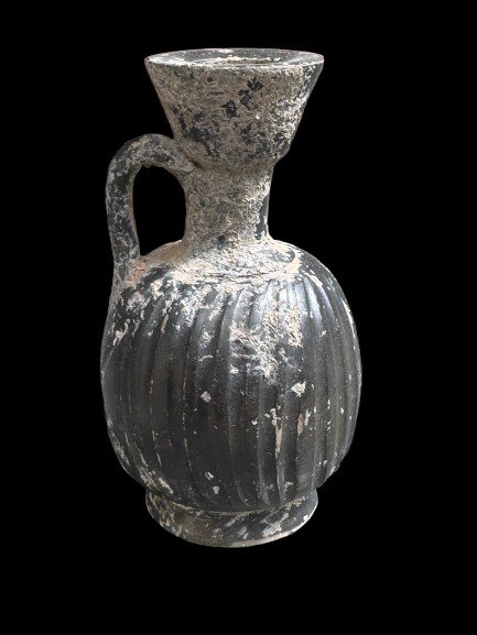 Αρχαία Ελληνική Κεραμικό Μαύρη γυαλισμένη ληκύθι. Ισπανική άδεια εξαγωγής. - 9 cm #1.0