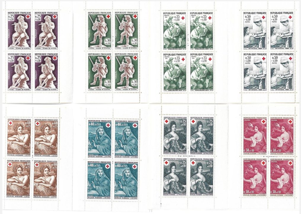 France 1958/1980 - Complete Red Cross notebooks from 1958 to 1980. - Yvert et Tellier N° carnets 2007 à 2029. #4.3