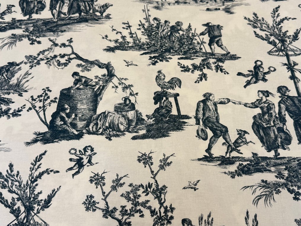 Country Ballad in Toile de Jouy: An ode to rural life - Upholstery fabric  - 3 m - 2.8 m #3.2
