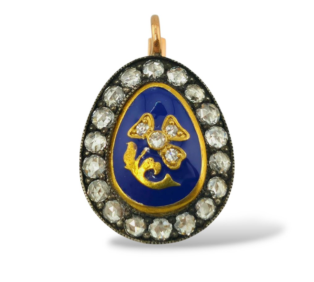 Korvakorut - 14 kt. Ruusukulta, Antiikkiset 56K-kultaiset ja timantti korvakorut - 2,00 karaattia Timantti (Luonnollinen) #4.3