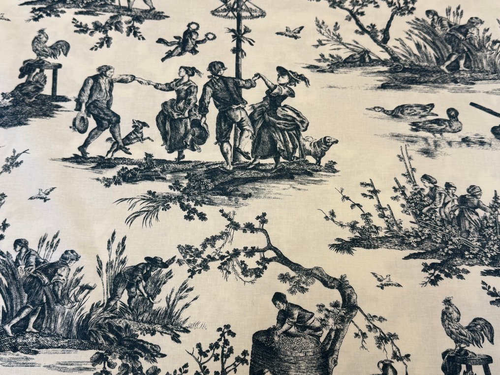 Country Ballad in Toile de Jouy: An ode to rural life - Upholstery fabric  - 3 m - 2.8 m #1.0