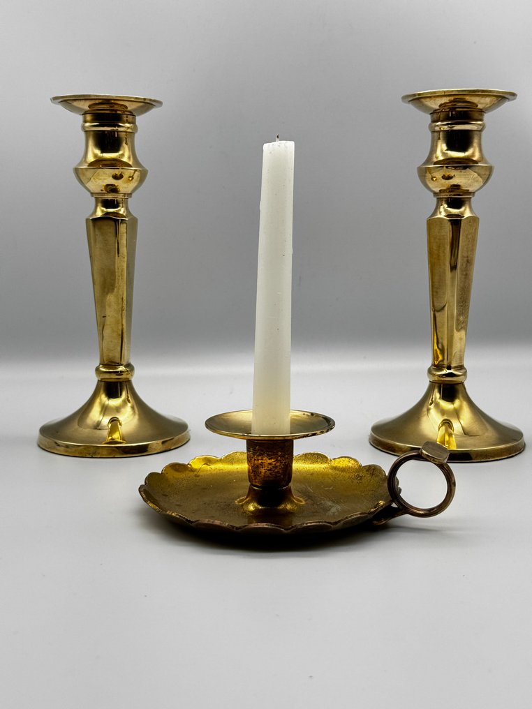 Antique Brass Candle Holders (Pair) – Vintage European Elegance - Κηροπήγιο (3) - Ορείχαλκος #1.0