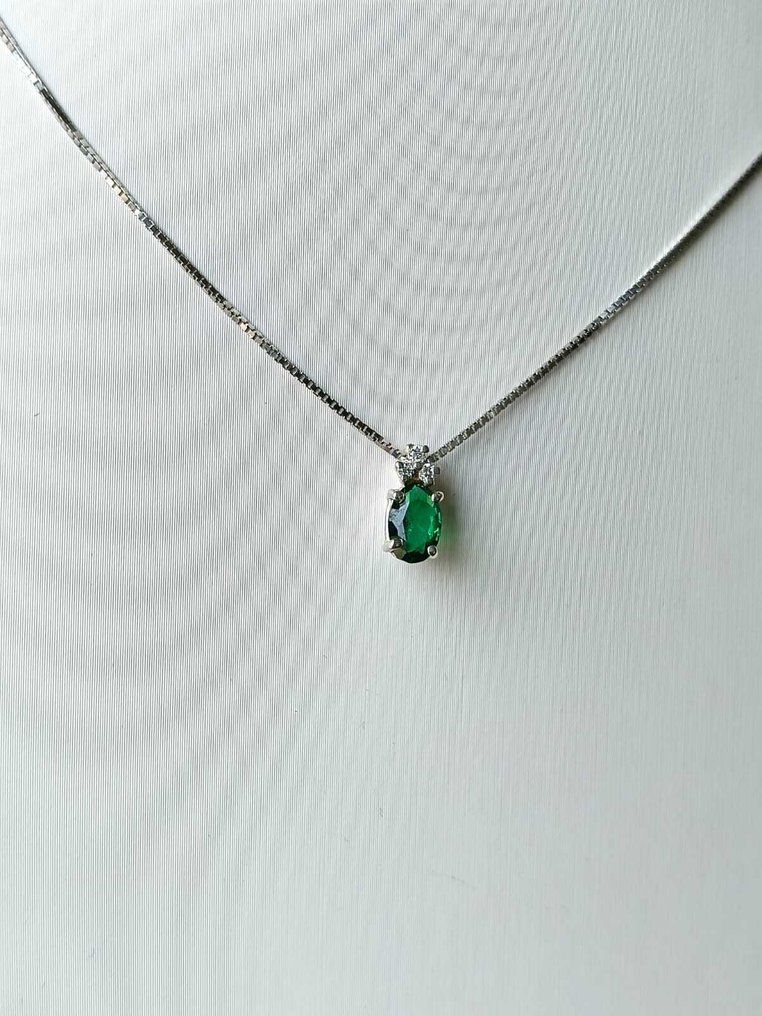 没有保留价 - 项链 银 祖母绿 - 钻石 #2.1