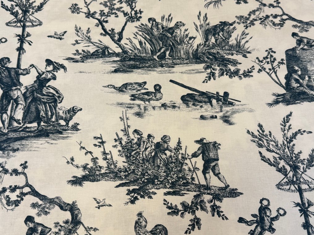 Country Ballad in Toile de Jouy: An ode to rural life - Upholstery fabric  - 3 m - 2.8 m #1.0