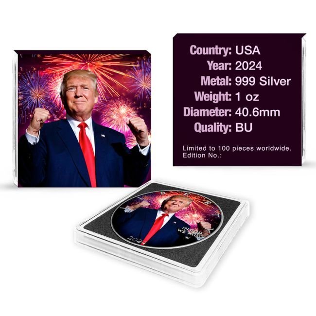Amerikas forente stater. 1 Dollar 2024 1 oz American Silver Eagle Trump Victory Party Colorized Coin #2.1