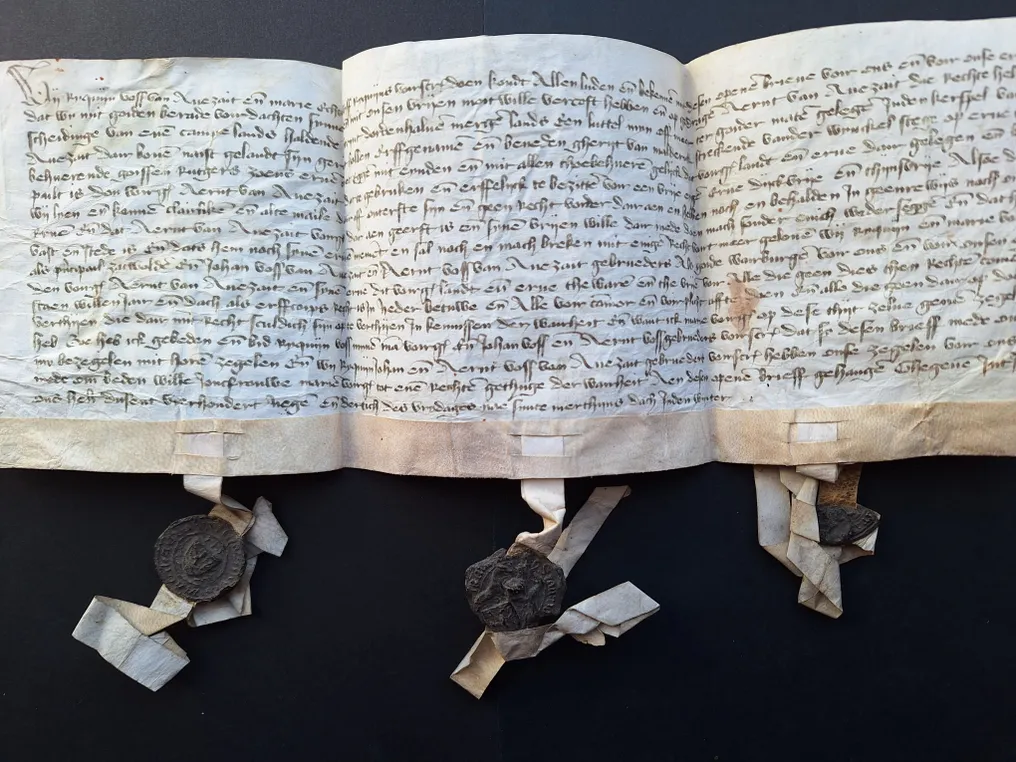 Netherlands - Document - Middeleeuwen Avezaath landakte + zegels - 1439 #1.1