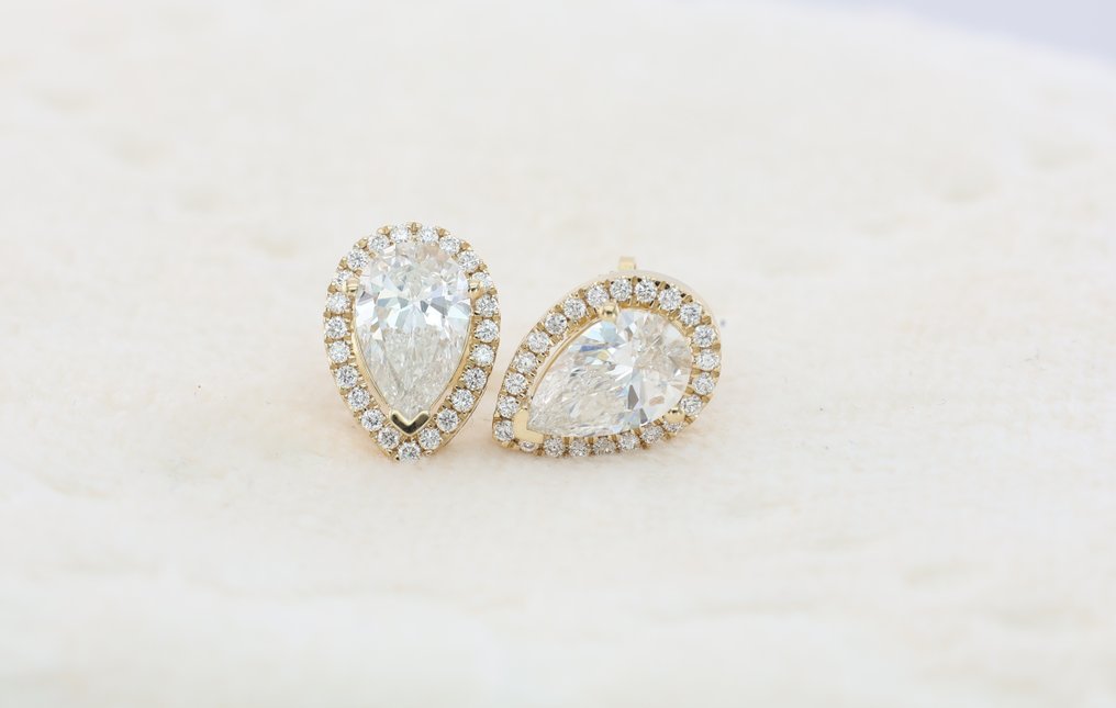 Oorstekers - 14 karaat Geel goud - 2.36ct. tw. Diamant (Lab-grown) - Diamant - IGI Gecertificeerd #1.0