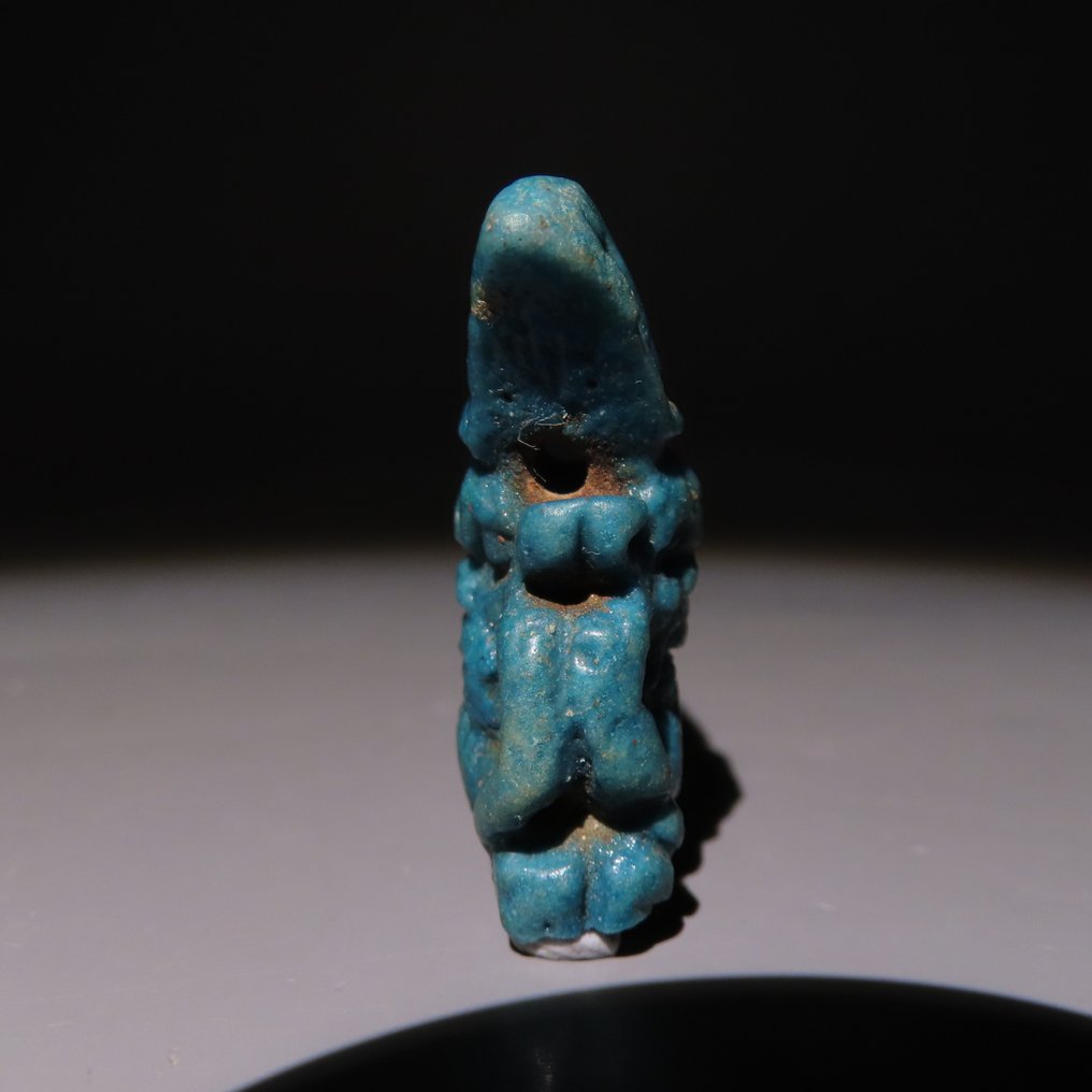 Αρχαία Αιγυπτιακή Faience Φυλαχτό του Θεού Μπεσ. Υστεροαιγυπτιακή περίοδος, 664 - 332 π.Χ. Ύψος 3,8 εκ. #3.2