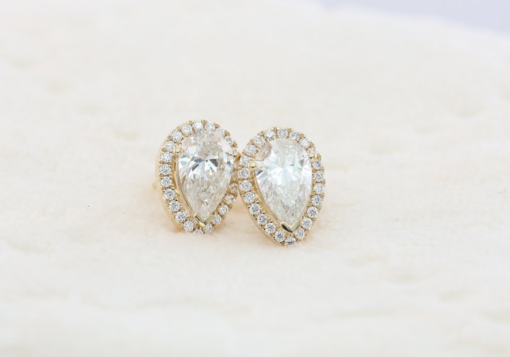 Oorstekers - 14 karaat Geel goud - 2.36ct. tw. Diamant (Lab-grown) - Diamant - IGI Gecertificeerd #3.2