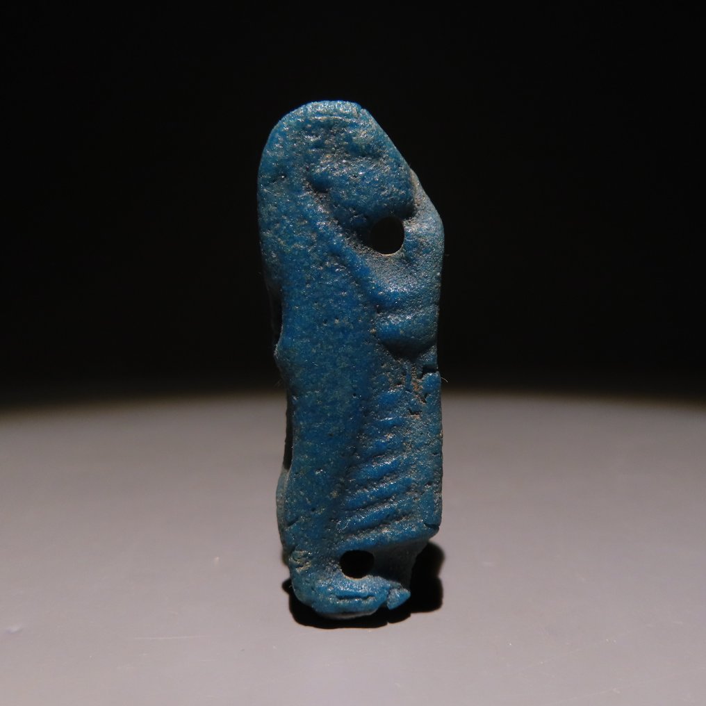 古埃及 Faience 霍鲁斯四子之一的护符。晚期，公元前664-332年。长4.4厘米。 #1.0