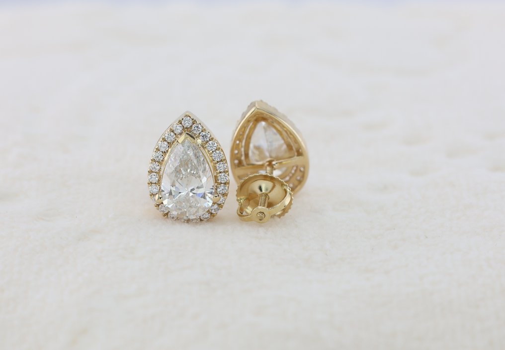 Oorstekers - 14 karaat Geel goud - 2.36ct. tw. Diamant (Lab-grown) - Diamant - IGI Gecertificeerd #2.1
