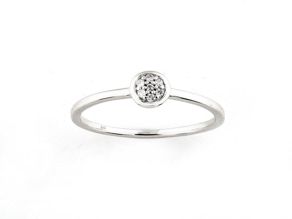 沒有保留價 - 戒指 - 14 克拉 白金 -  0.03ct. tw. 鉆石 (天然)  #1.0