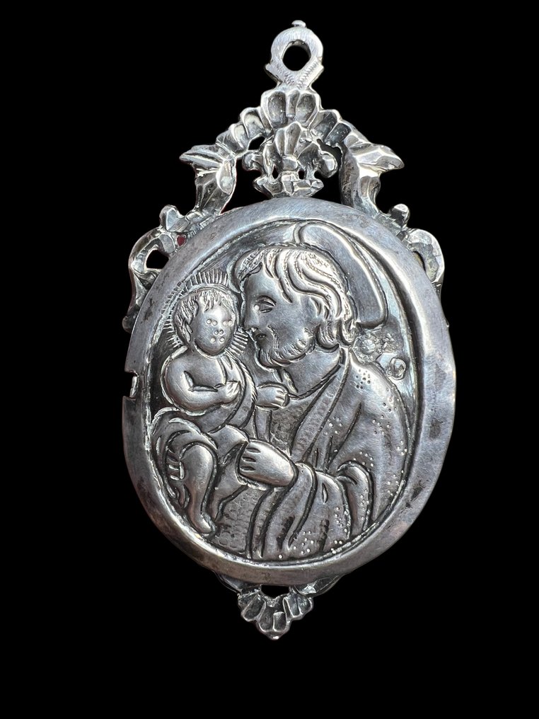 Relicvariu - .900 argint - 1800-1850 - Santa Croce Domnul nostru Isus - 8 relicve ale sfinților #4.3