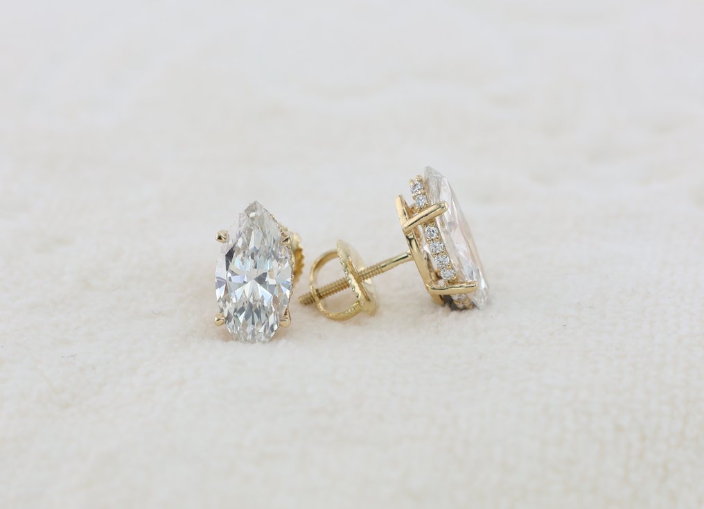 Boucles d'oreilles cloutées - 14 carats Or jaune - 2.69ct. tw. Diamant (Cultivé en laboratoire) - Diamant - IGI Certified #1.0