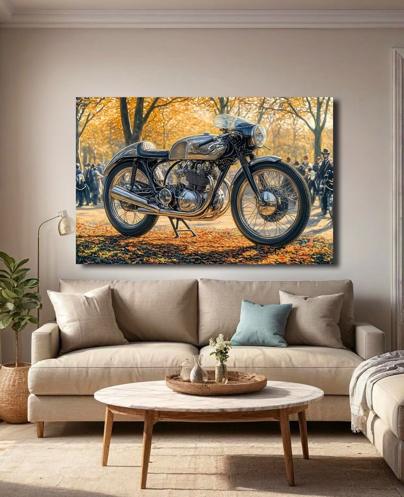 Canvas Fit - Alberto Ricardo - "Kawasaki Meguro K2: Elegancia Mecánica en Otoño" #3.2