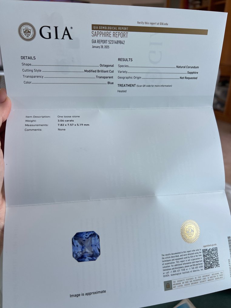1 pcs  蓝色 蓝宝石  - 3.06 ct - 美国宝石研究院（GIA） #3.2