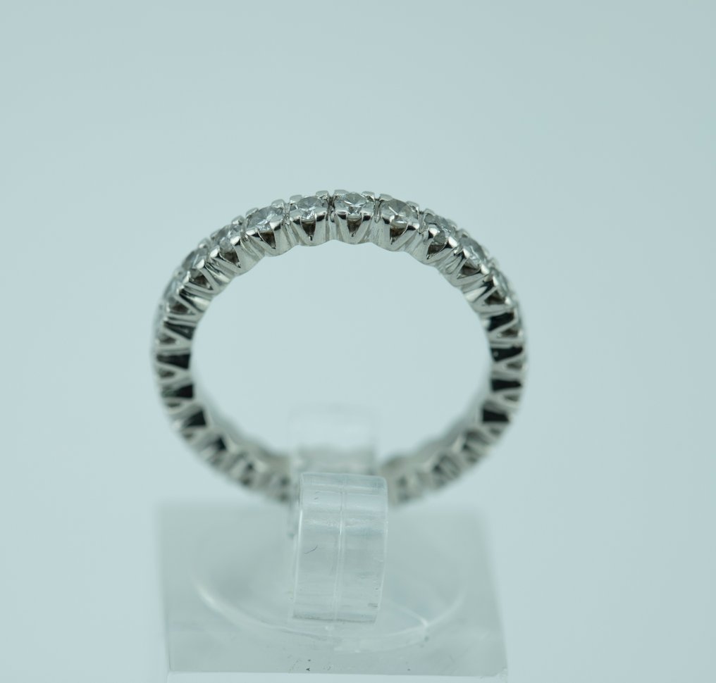 戒指 - 18K包金 白金 钻石 (天然)  #1.0