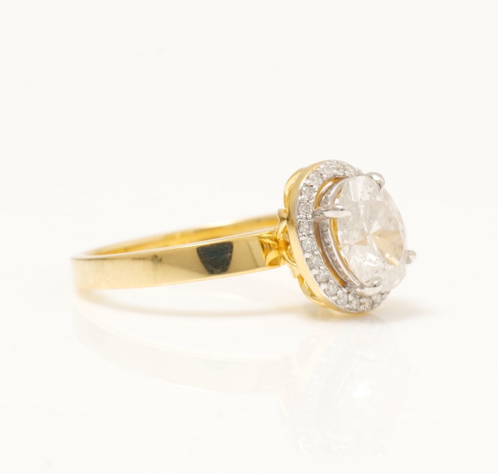Bague de fiançailles - 14 carats Or jaune - 1.13ct. tw. Diamant (Naturelle) - Diamant - Bague solitaire de mariage #1.0