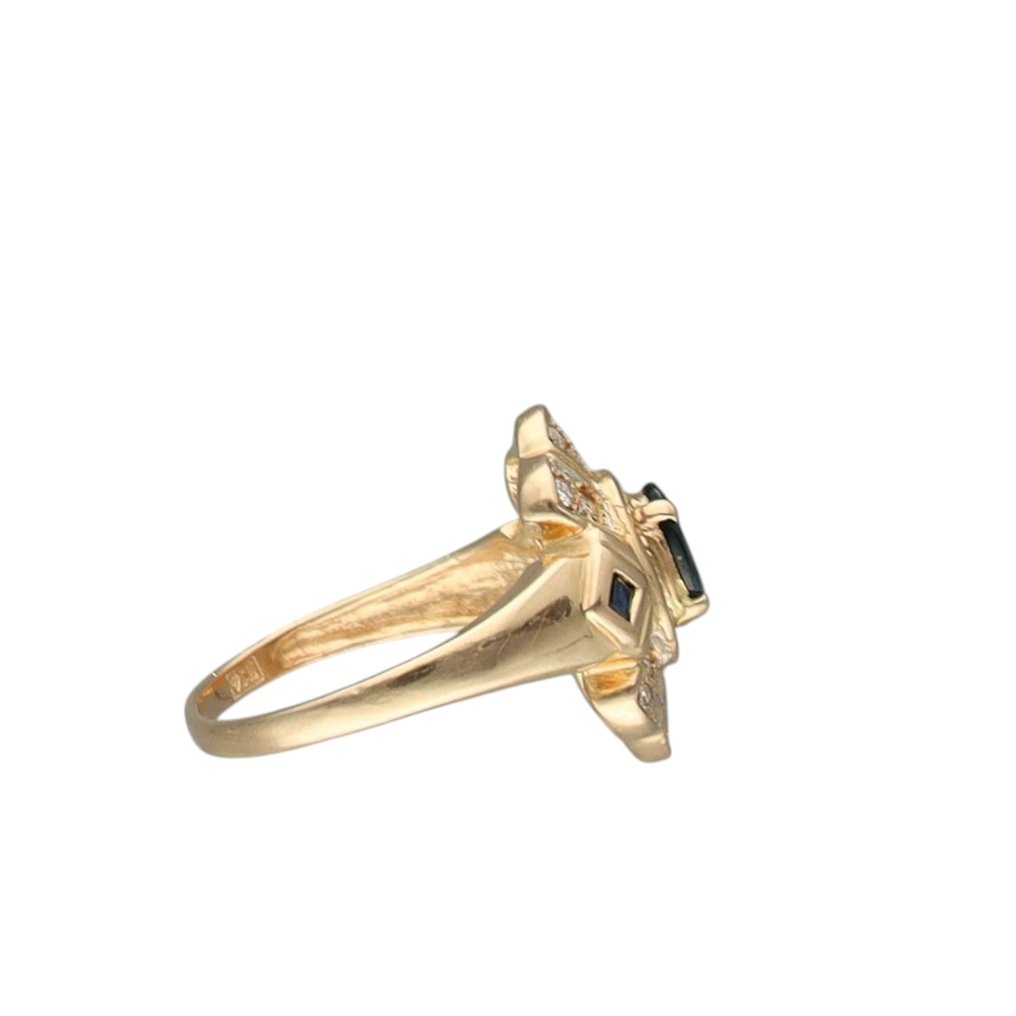 戒指 - 18 克拉 黃金 藍寶石 - 鉆石 #4.3