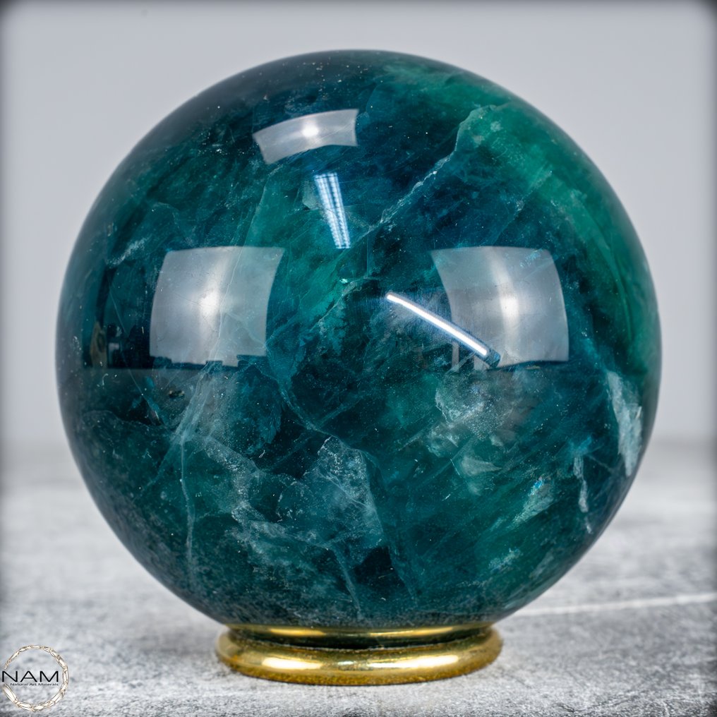 天然高品质绿色萤石 球- 1119.76 g #1.0