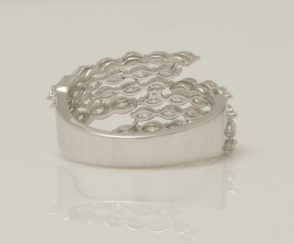 大戒指 - 14K包金 白金 - 1.47ct. tw. 钻石 (天然) - 侯爵夫人结婚戒指 #3.2