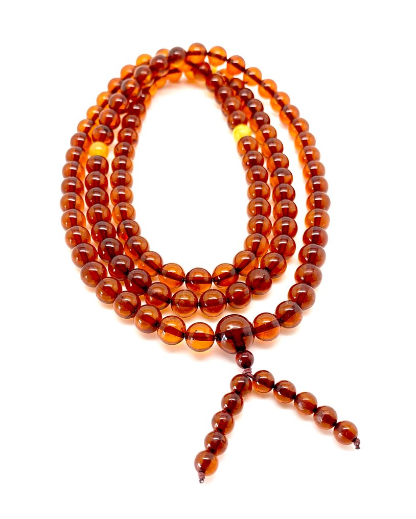 Χάντρες από φυσικό Βαλτικό κεχριμπάρι ολόκληρου λίθου ø8, κολιέ japa mala - Κεχριμπάρι - Succinite / fossilized pine tree resin #1.0