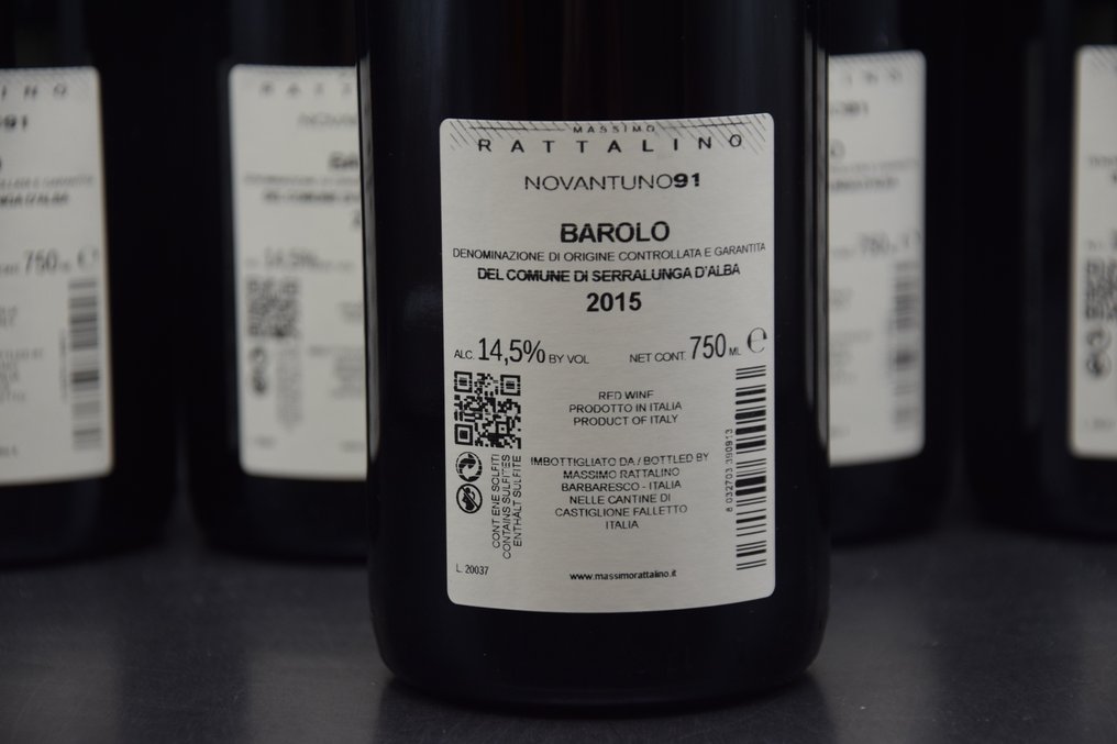 2015 Massimo Rattalino "91" Serralunga d'Alba - Barolo - 6 Flasker (0,75 L) #2.1