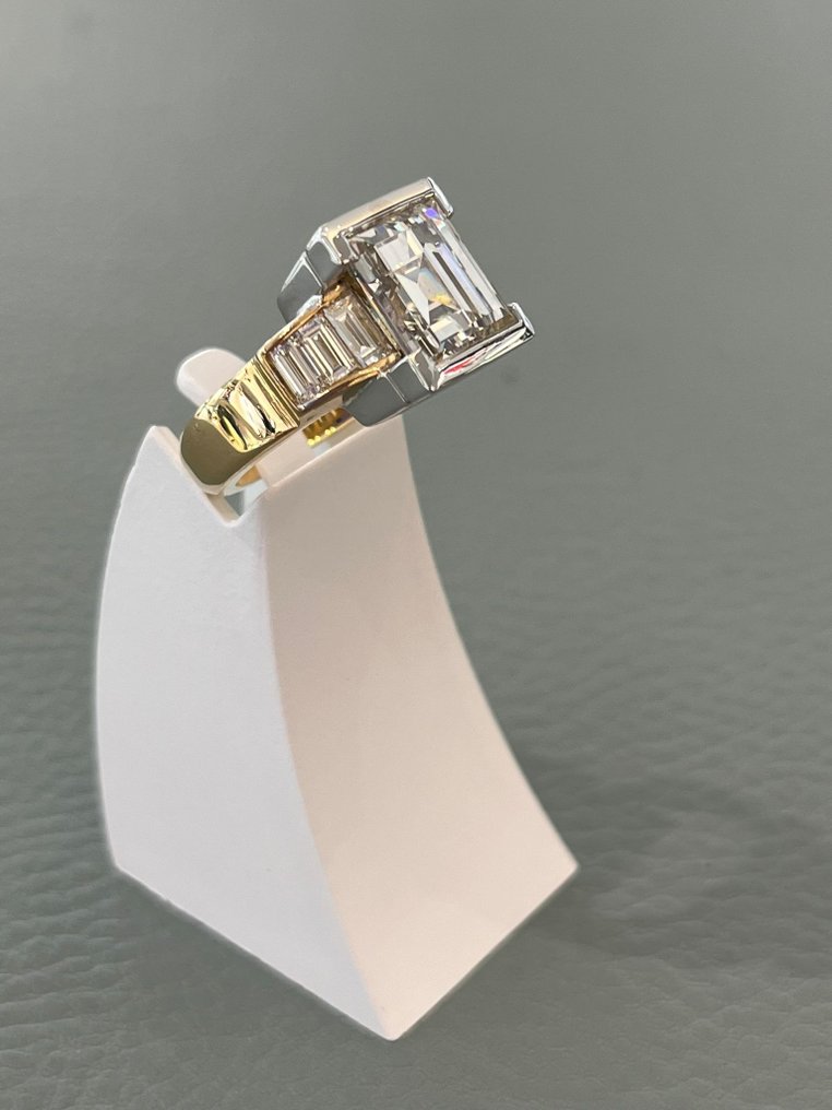 鸡尾酒戒指 - 18K包金 黄金, 白金 -  4.61ct. tw. 钻石 (天然) - 钻石 - 华丽的鸡尾酒戒指 #4.3