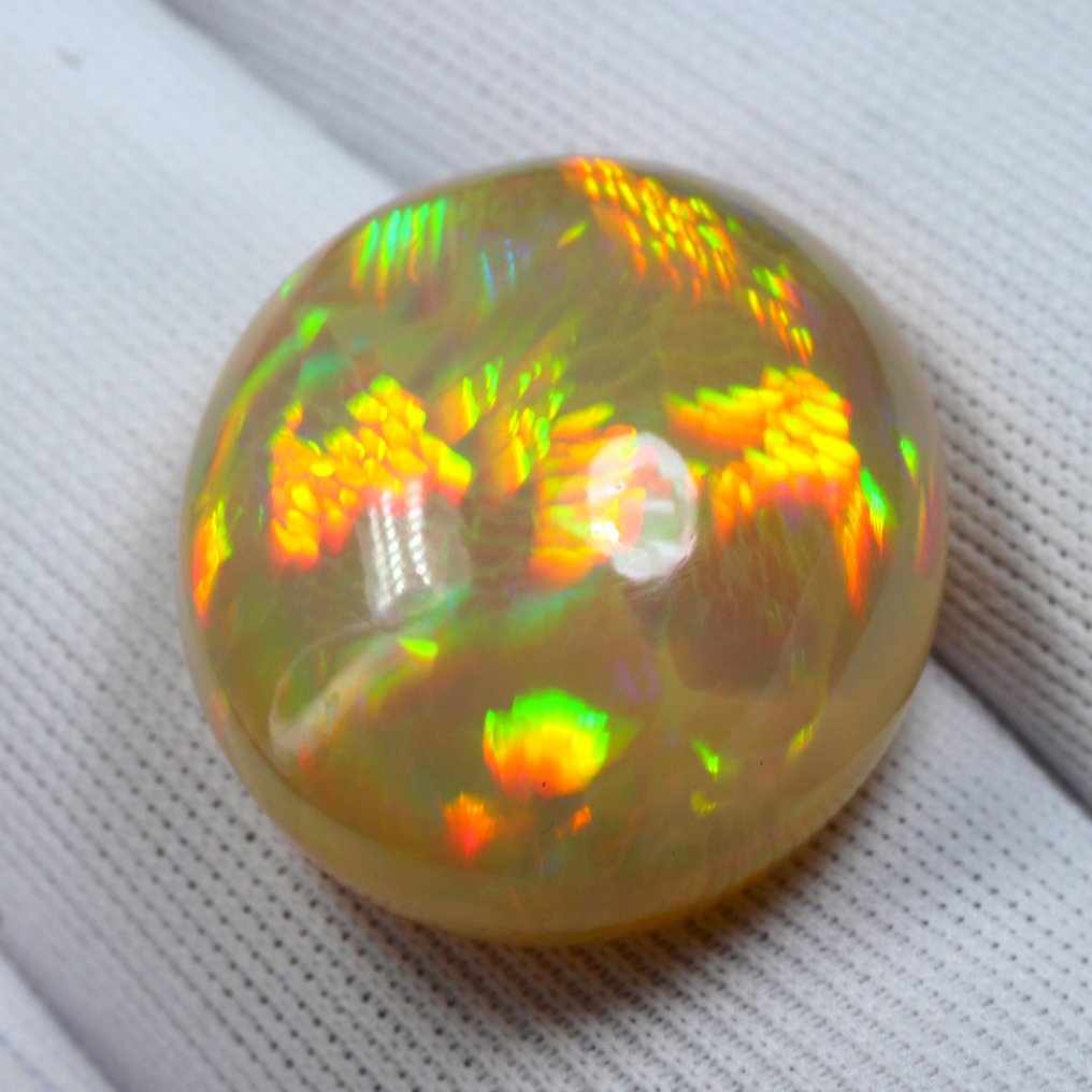 橙色, 黄色 蛋白石 - 25.65 ct - 国际宝石研究院(IGI) - Fine Rainbow Play Tones #3.2