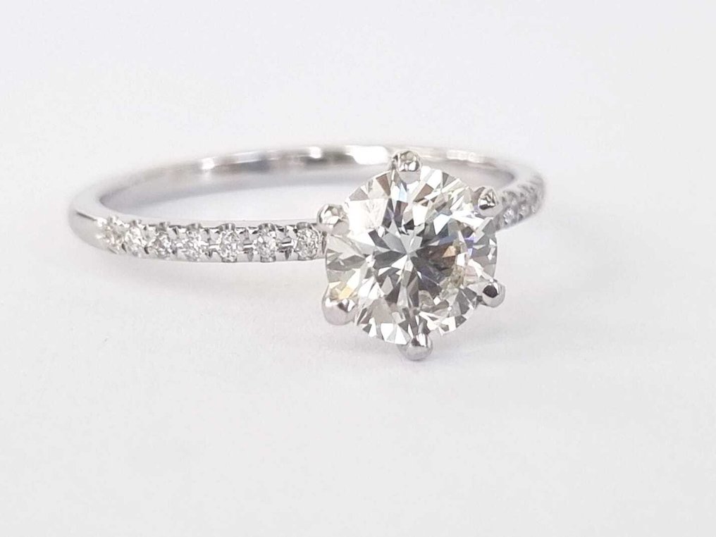 Δαχτυλίδι αρραβώνων - 18 καράτια Λευκός χρυσός - 1.12ct. tw. Διαμάντι (Φυσικό) - Διαμάντι #1.0