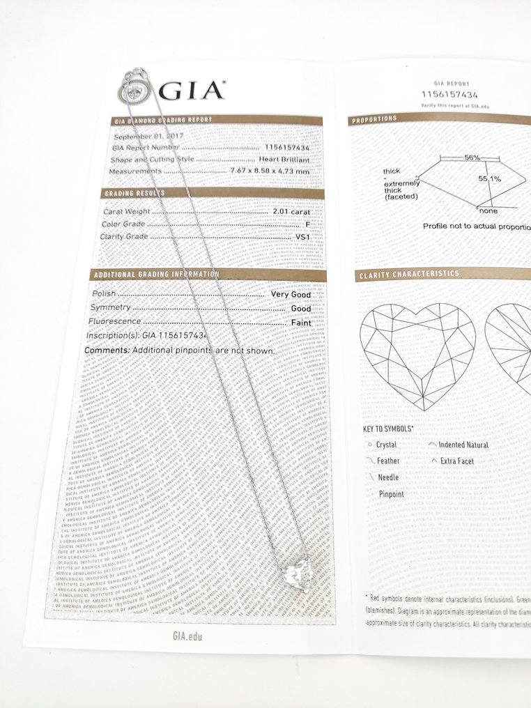 Pandantiv - 14 ct. Aur alb, F/VS1 - 2.01ct. tw. Diamant (Natural) - Certificat GIA #4.3