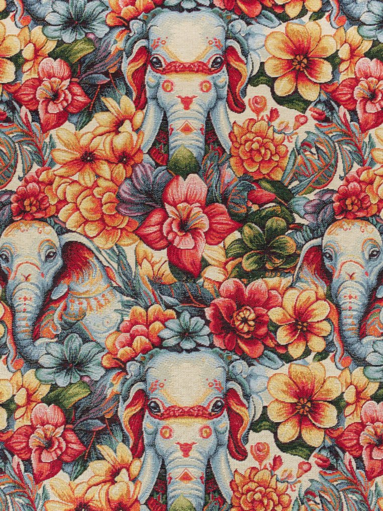 高档彩色哥布林提花布：大象花园 - 家具布料 - 室內裝潢織物  - 5 m - 1.4 m #1.0