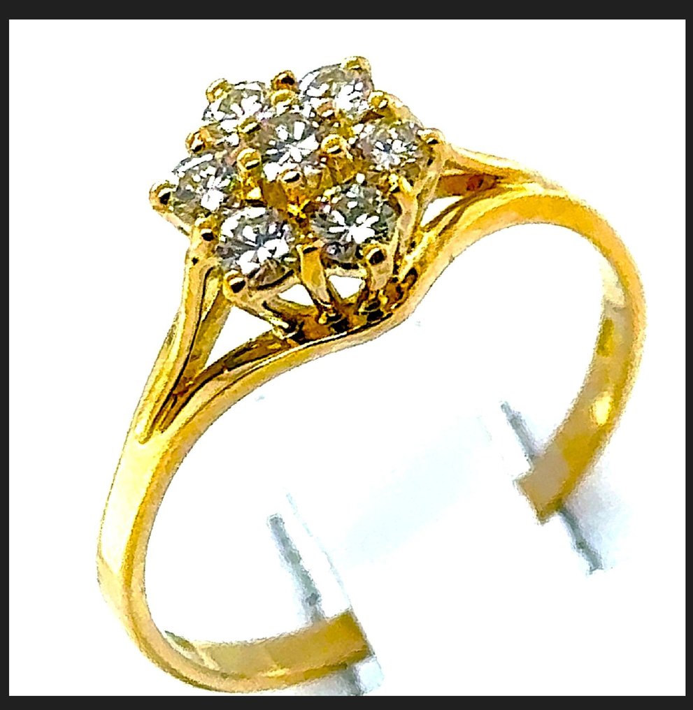 Cocktail-sormus - 18 kt. Keltakulta - 0.39ct. tw. - Timantti - 18K Cluster RS 55 0,385ct #1.0