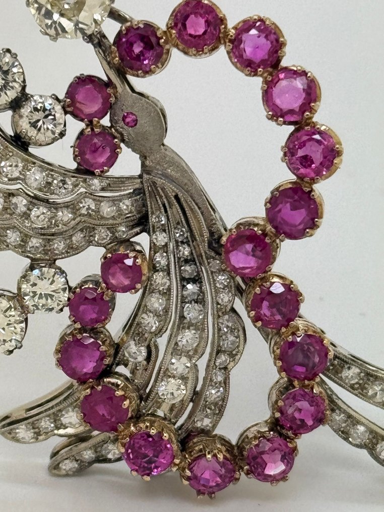 胸針 - 18 克拉 黃金, 白金 - 复古40年代 #3.2