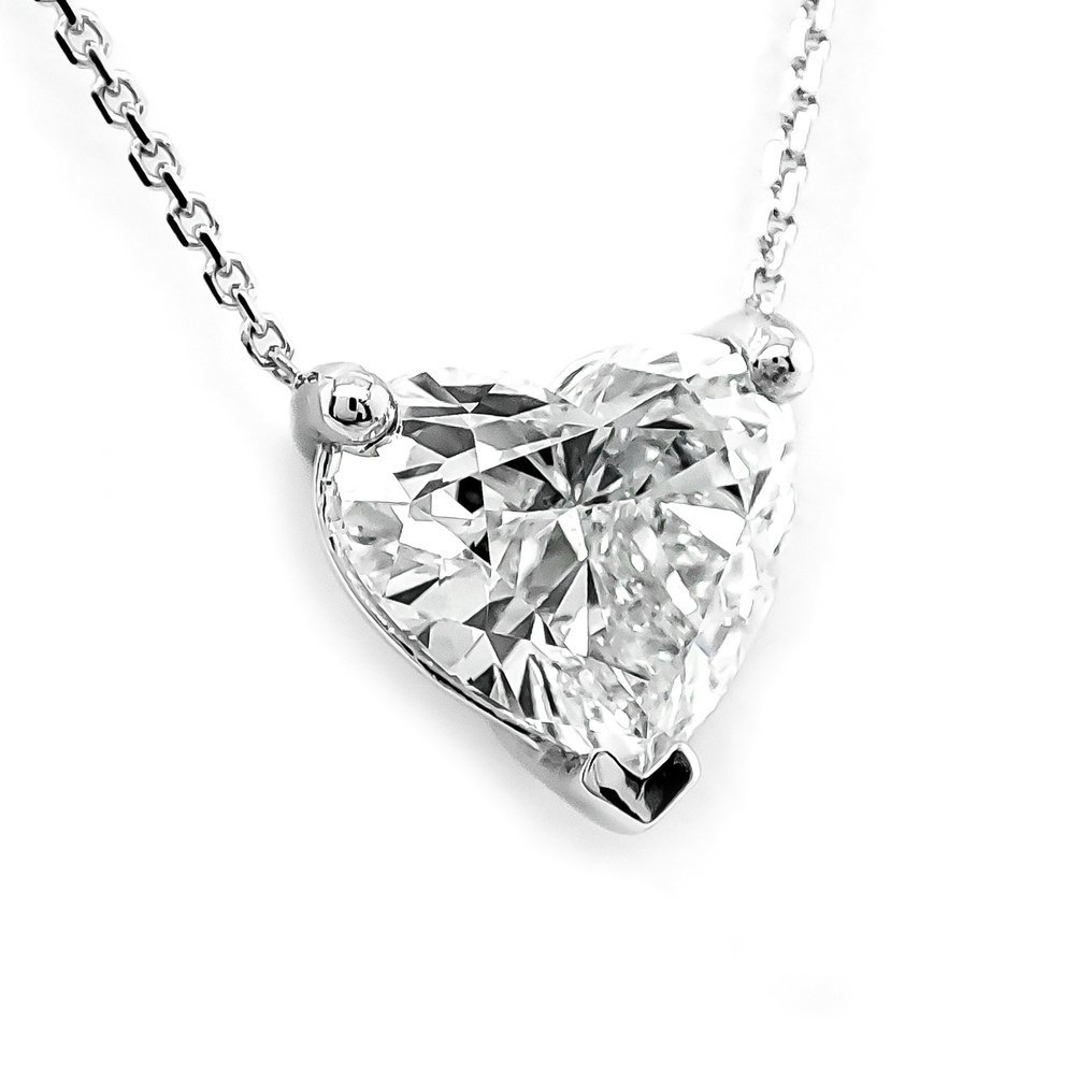 Pandantiv - 14 ct. Aur alb, F/VS1 - 2.01ct. tw. Diamant (Natural) - Certificat GIA #2.1