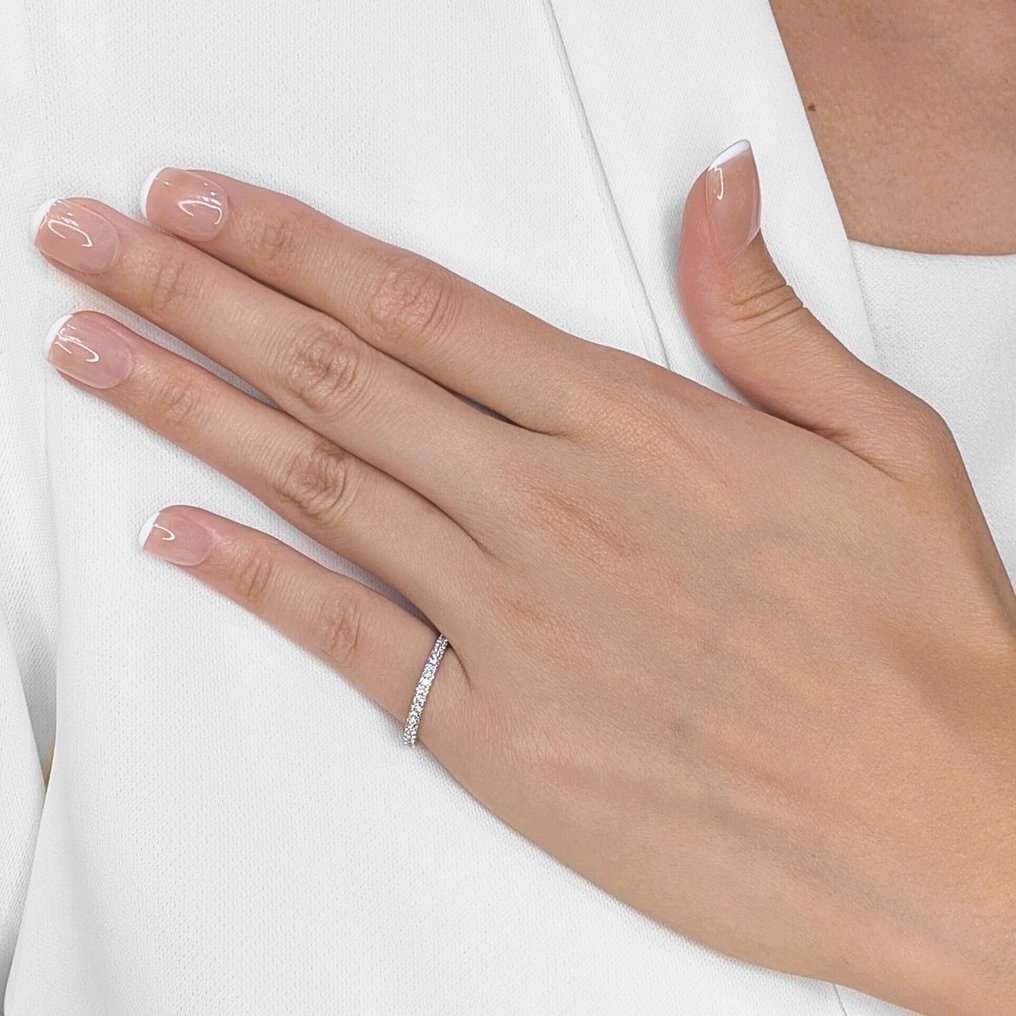 戒指 - 18 克拉 白金 - 0.23ct. tw. 鉆石 (天然) #1.0