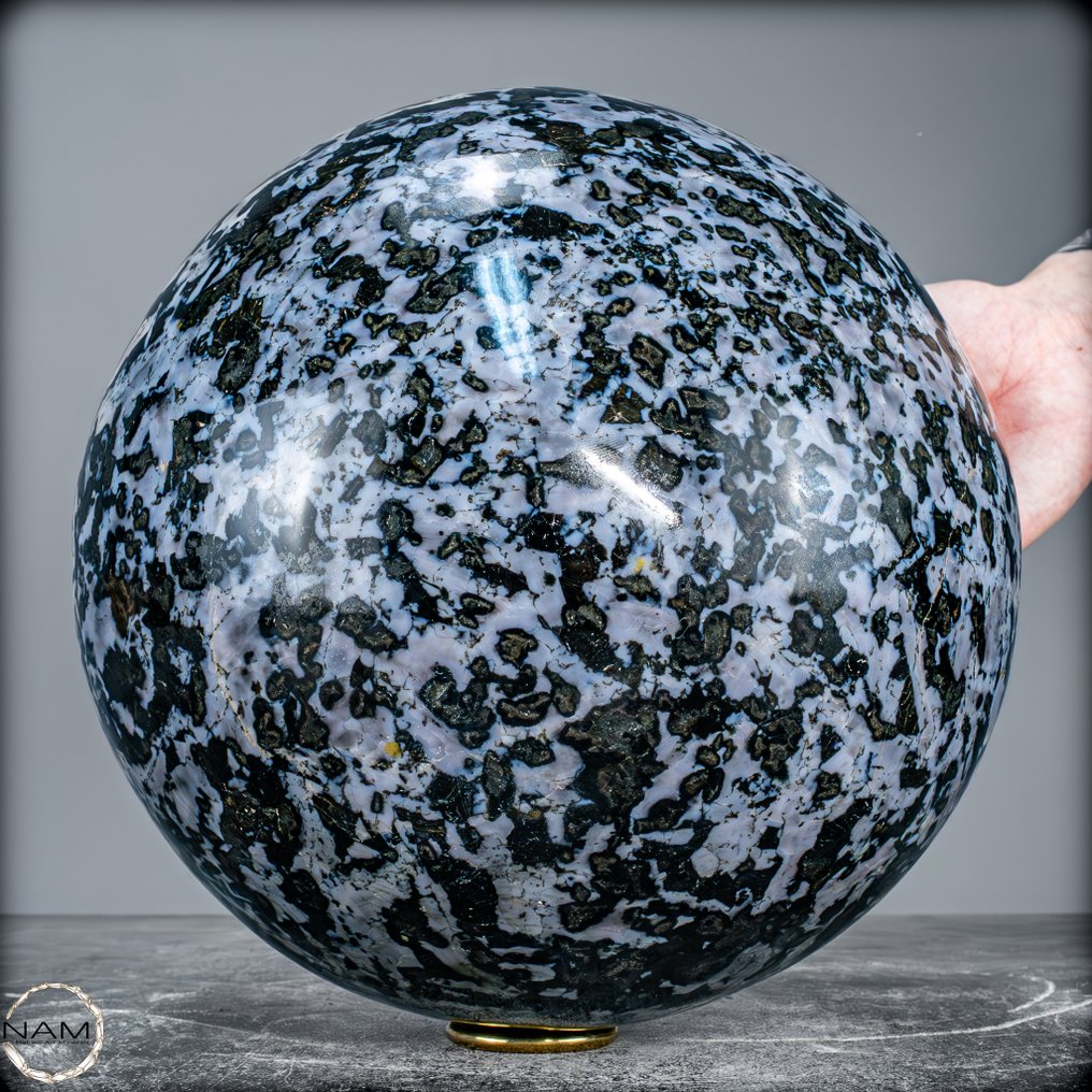 Natural Merlinit-Gabro sphere of the highest quality, 18.8 kg. Masterpiece of nature- 18887.69 g #1.0