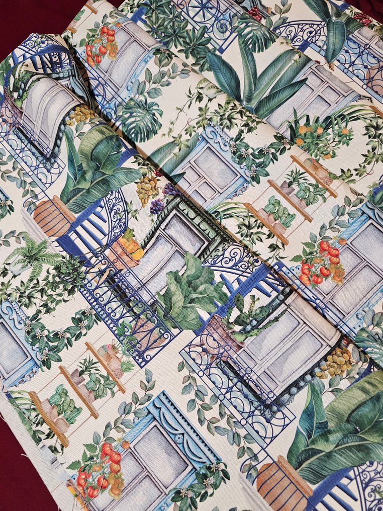 Tecido de design clássico com varandas e escadas floridas - Floral - Têxtil - 200 cm - 280 cm #3.2